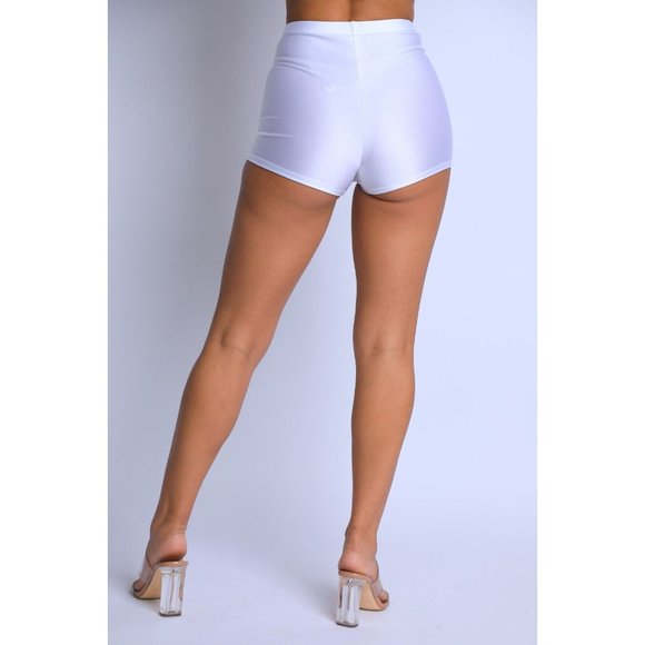 Women High Waist Shiny Tricot Stretchy Skinny Rave Dance Yoga Biker Shorts S M L - Picture 5 of 9